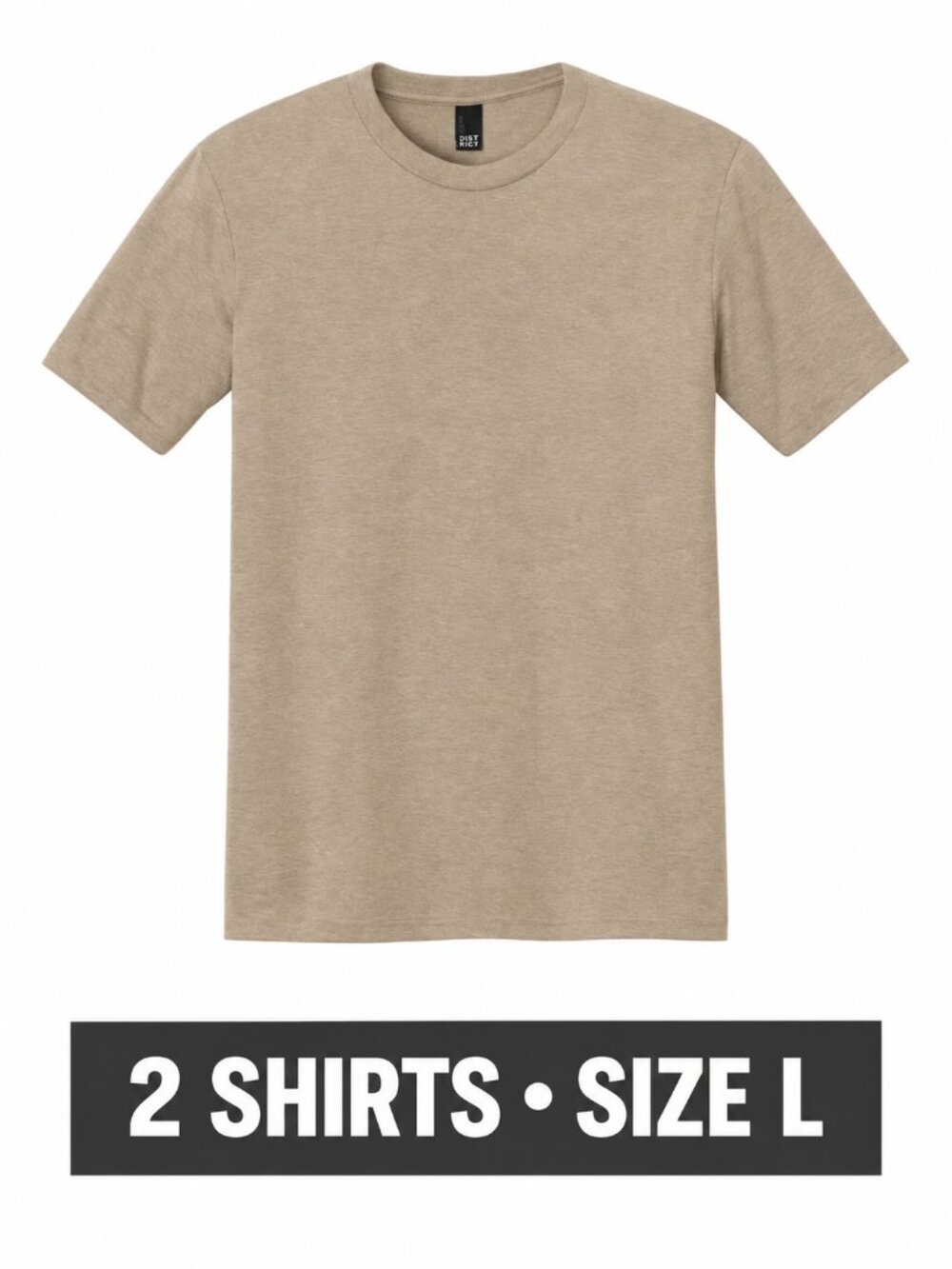 2 District Perfect Tri Tees Desert Tan Heather Large DM130 New